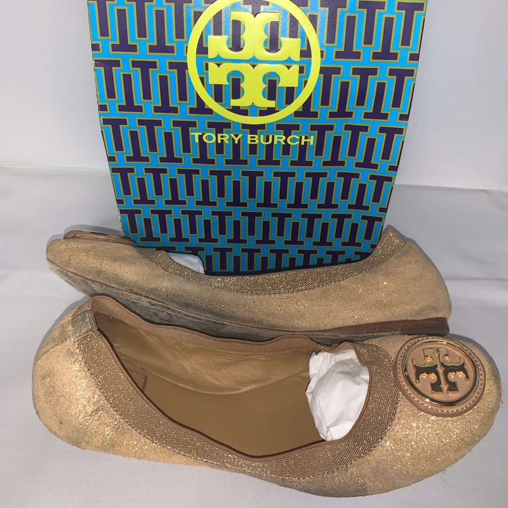 Tory Burch Caroline 2 Elastic Metallic Ballet Flat - image 5